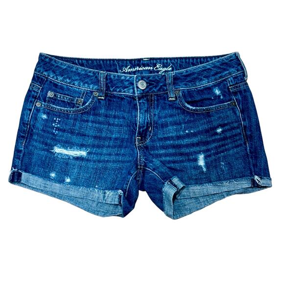 American Eagle AEO Cut Off Jean Shorts Women's Sz 8 Cotton W33/34 L4 Distressed - Picture 1 of 5